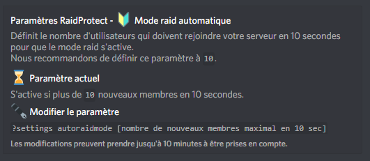 Capture d&#39;écran mode raid automatique