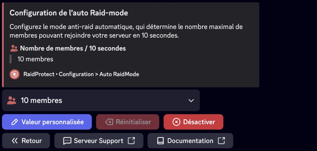 Capture d&#39;écran mode raid automatique